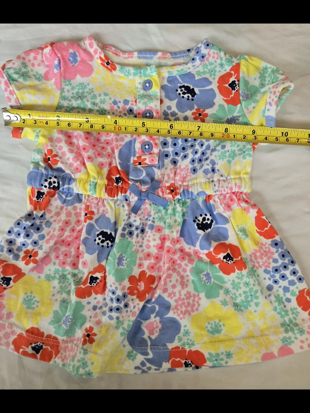Carter's Floral Multicolor Short Sleeve Dress - Pink, Blue, Yellow, Green, Coral
